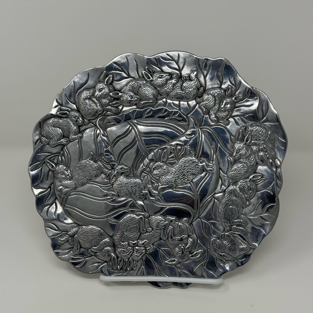 Silver 1990 Arthur Court Bunny Trivet or Wall Hanging